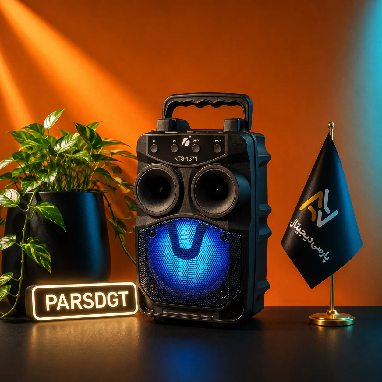 اسپیکر بلوتوثی قابل حمل KBroad KTS-1371 با رادیو FM، USB و کارت حافظه - تصویر 2