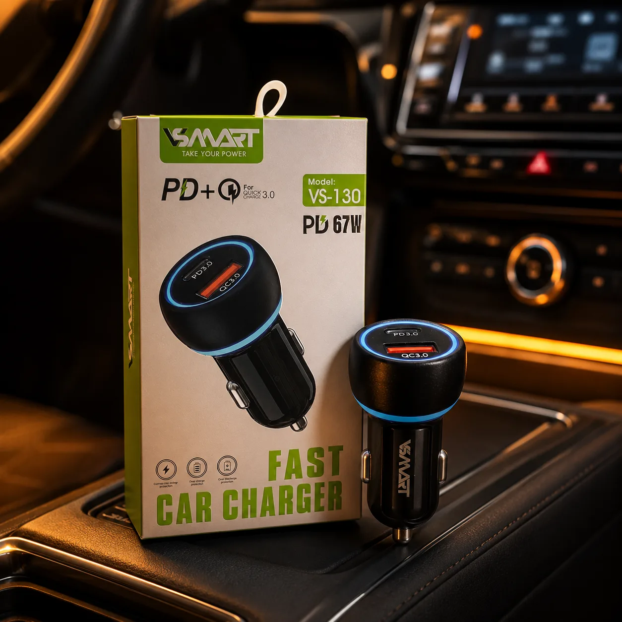 شارژر فندکی خودرو VSMART مدل VS-130 توان 67 وات | PD 3.0 و QC 3.0 - تصویر 4