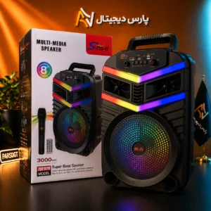 اسپیکر بلوتوثی سینگ ای مدل Sing-E ZQS8182W به همراه میکروفون بی‌سیم