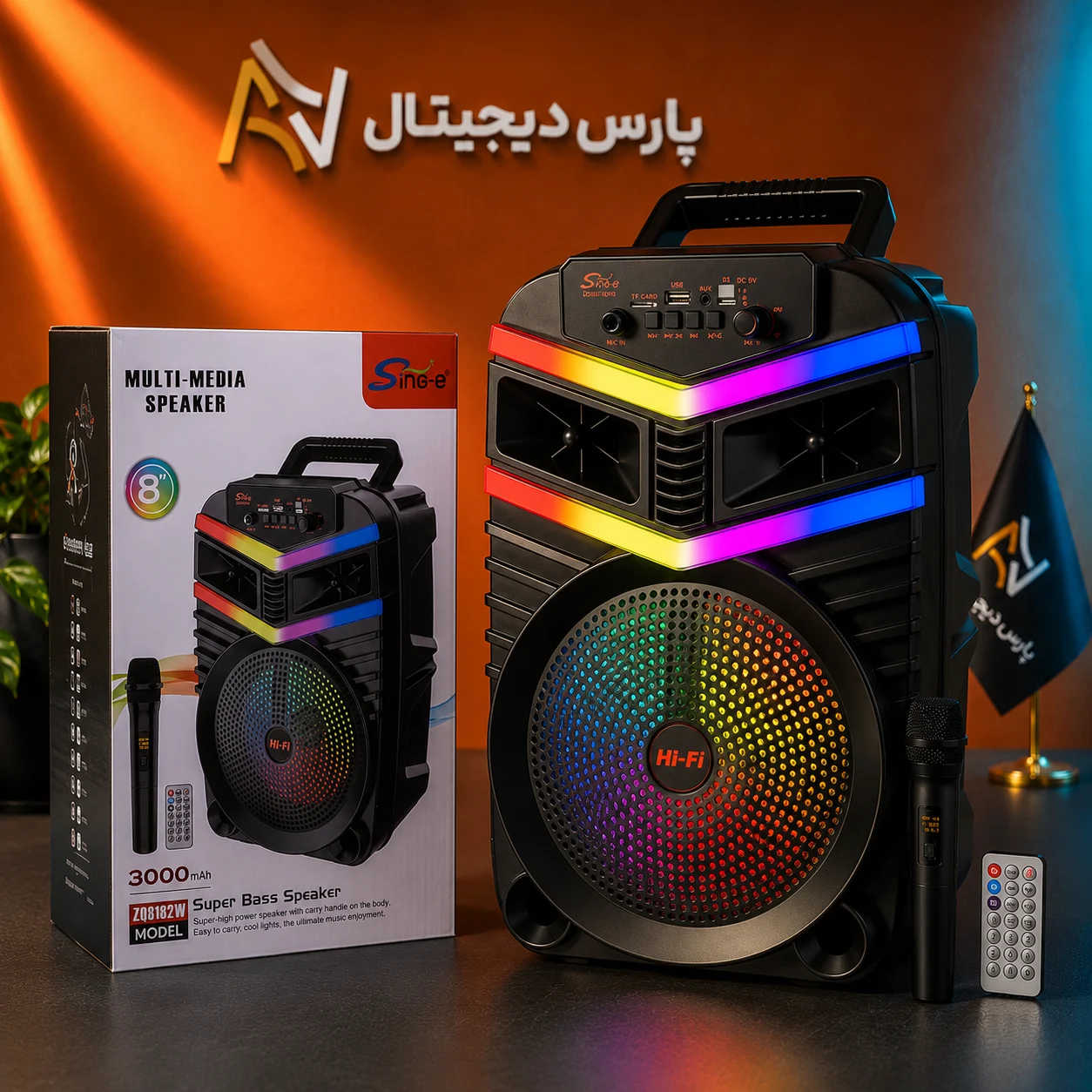 اسپیکر بلوتوثی سینگ ای مدل Sing-E ZQS8182W به همراه میکروفون بیسیم - تصویر 4