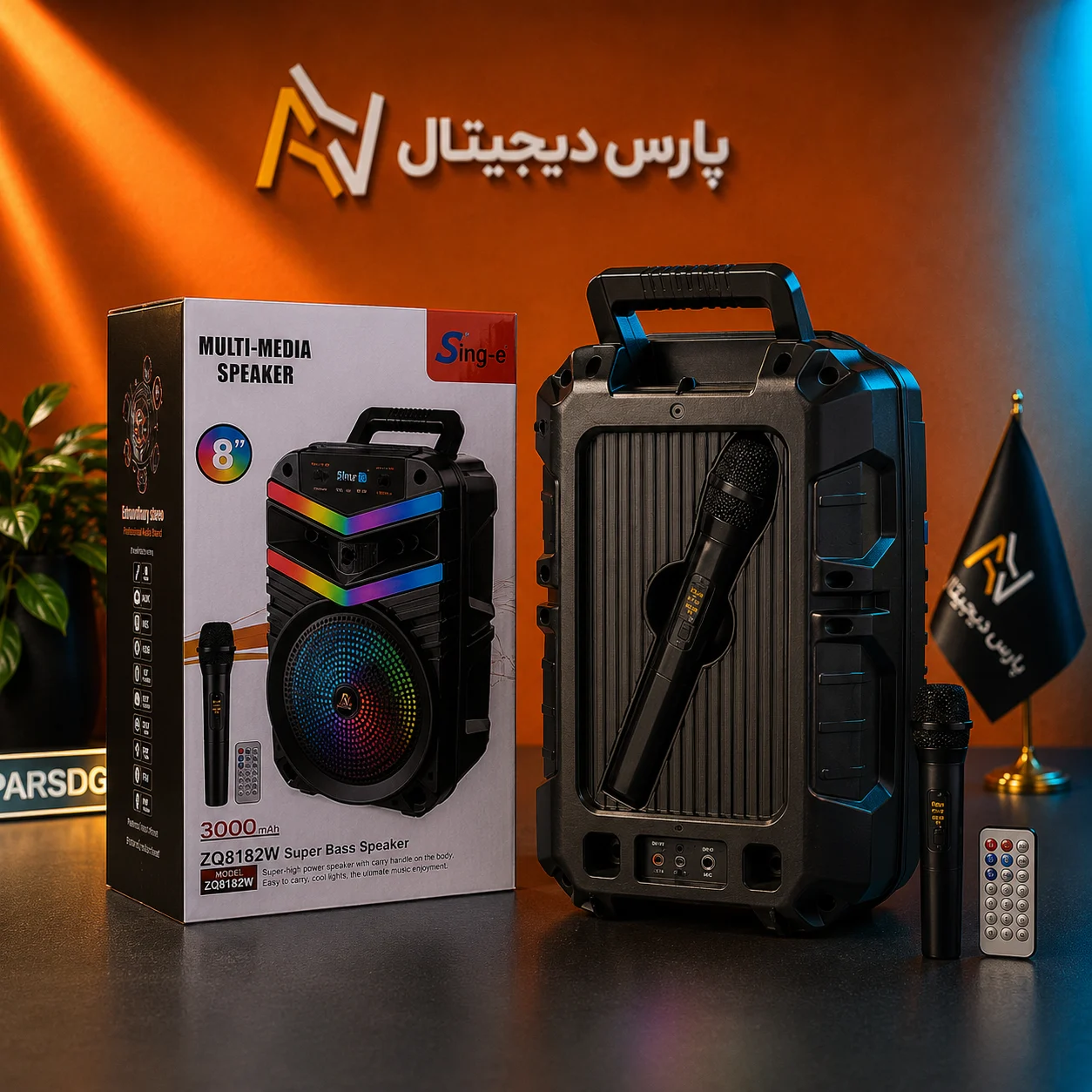 اسپیکر بلوتوثی سینگ ای مدل Sing-E ZQS8182W به همراه میکروفون بیسیم - تصویر 5