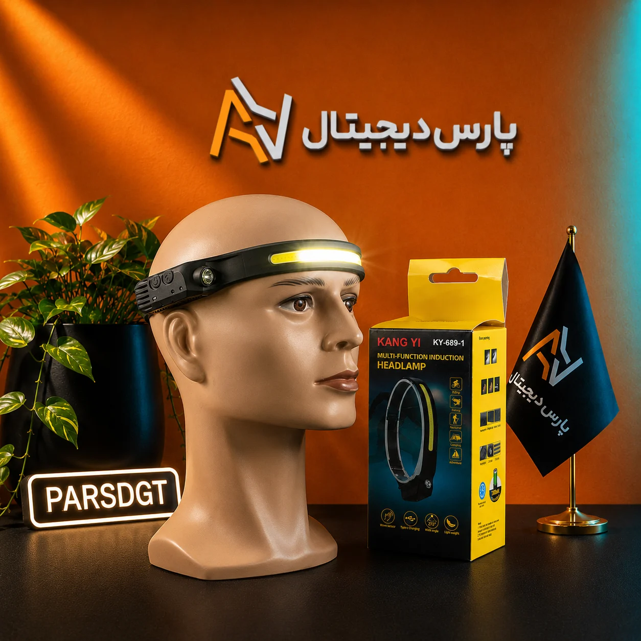 هدلامپ پیشانی سنسوردار KANG YI مدل KY-689-1 شارژی Type-C با نور LED و COB - تصویر 7