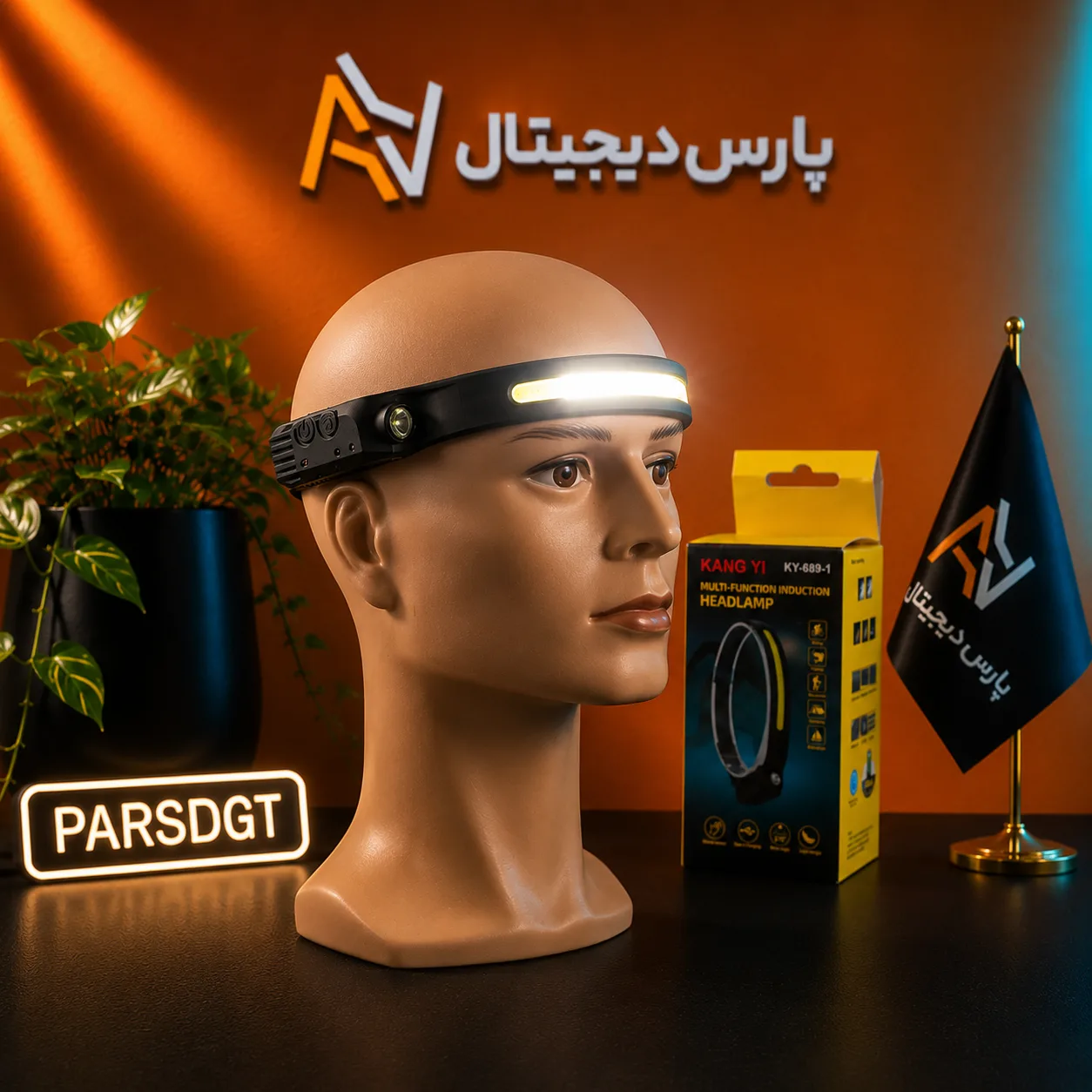 هدلامپ پیشانی سنسوردار KANG YI مدل KY-689-1 شارژی Type-C با نور LED و COB - تصویر 6
