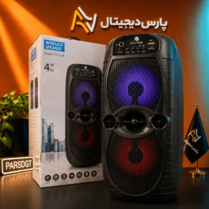 اسپیکر بلوتوثی قابل حمل KTX-1526 توان 10 وات، دو بلندگوی 4 اینچی، رادیو FM و کارائوکه