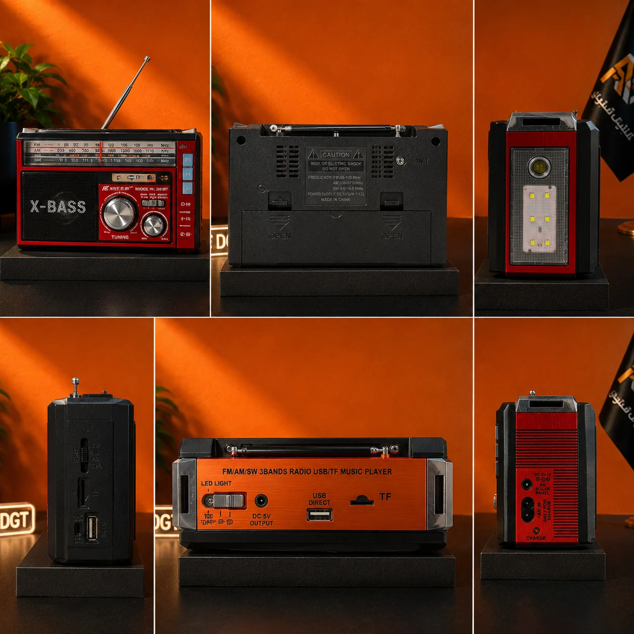رادیو اسپیکر شارژی KNSTAR RX-381 | رادیو سهموج FM/AM/SW با USB و کارت حافظه - تصویر 3