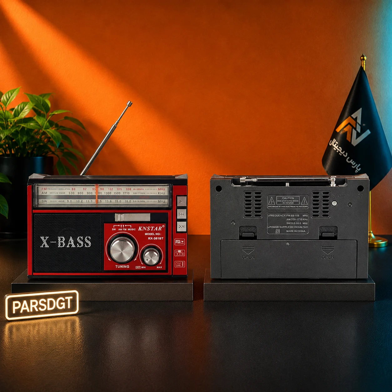 رادیو اسپیکر شارژی KNSTAR RX-381 | رادیو سهموج FM/AM/SW با USB و کارت حافظه - تصویر 4