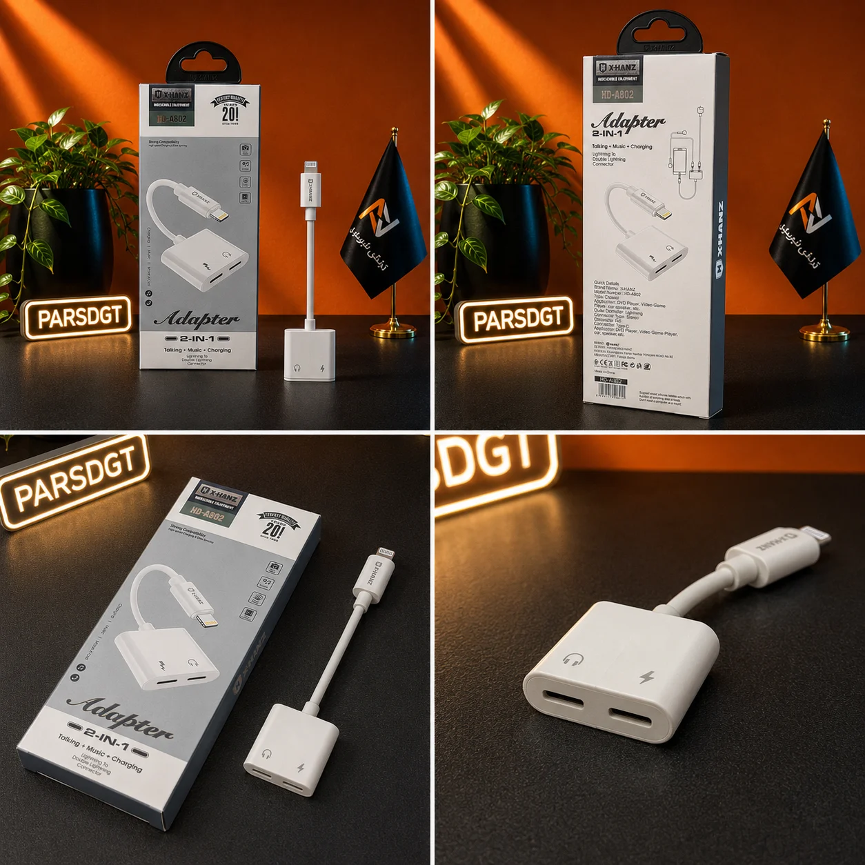 مبدل لایتنینگ به دو لایتنینگ X-HANZ مدل HD-A802 | تبدیل 2 در 1 شارژ و صدا - تصویر 4