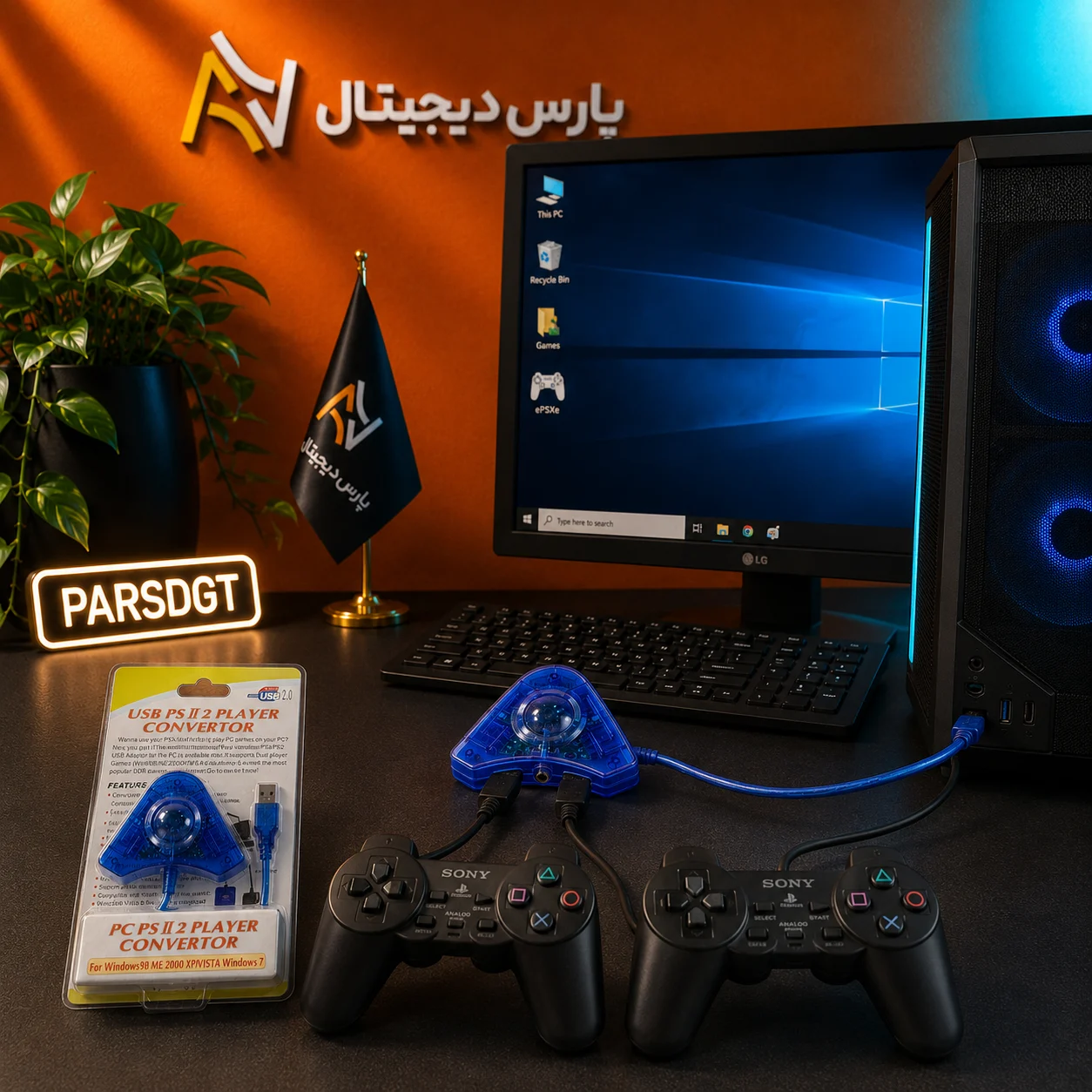 مبدل USB دسته پلی استیشن 1 و 2 به کامپیوتر مدل PU-302 (دو پورت) - تصویر 4