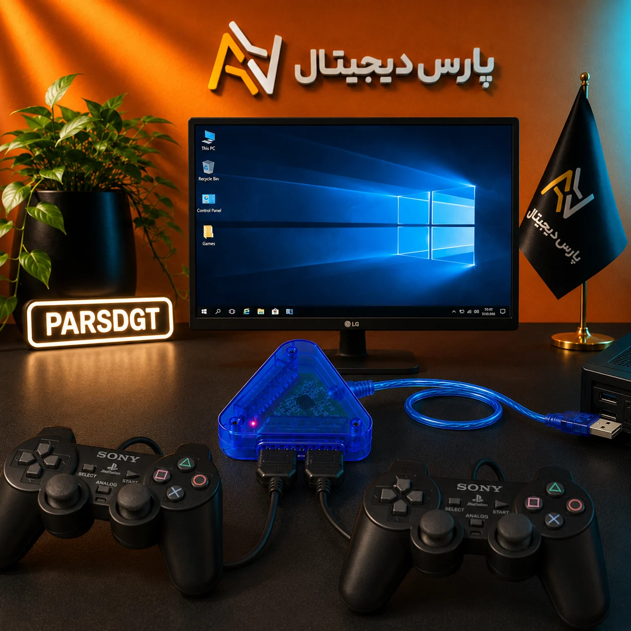 مبدل دسته PS1/PS2 به USB همراه هاب 3 پورت USB 2.0 مدل PU303 - تصویر 3