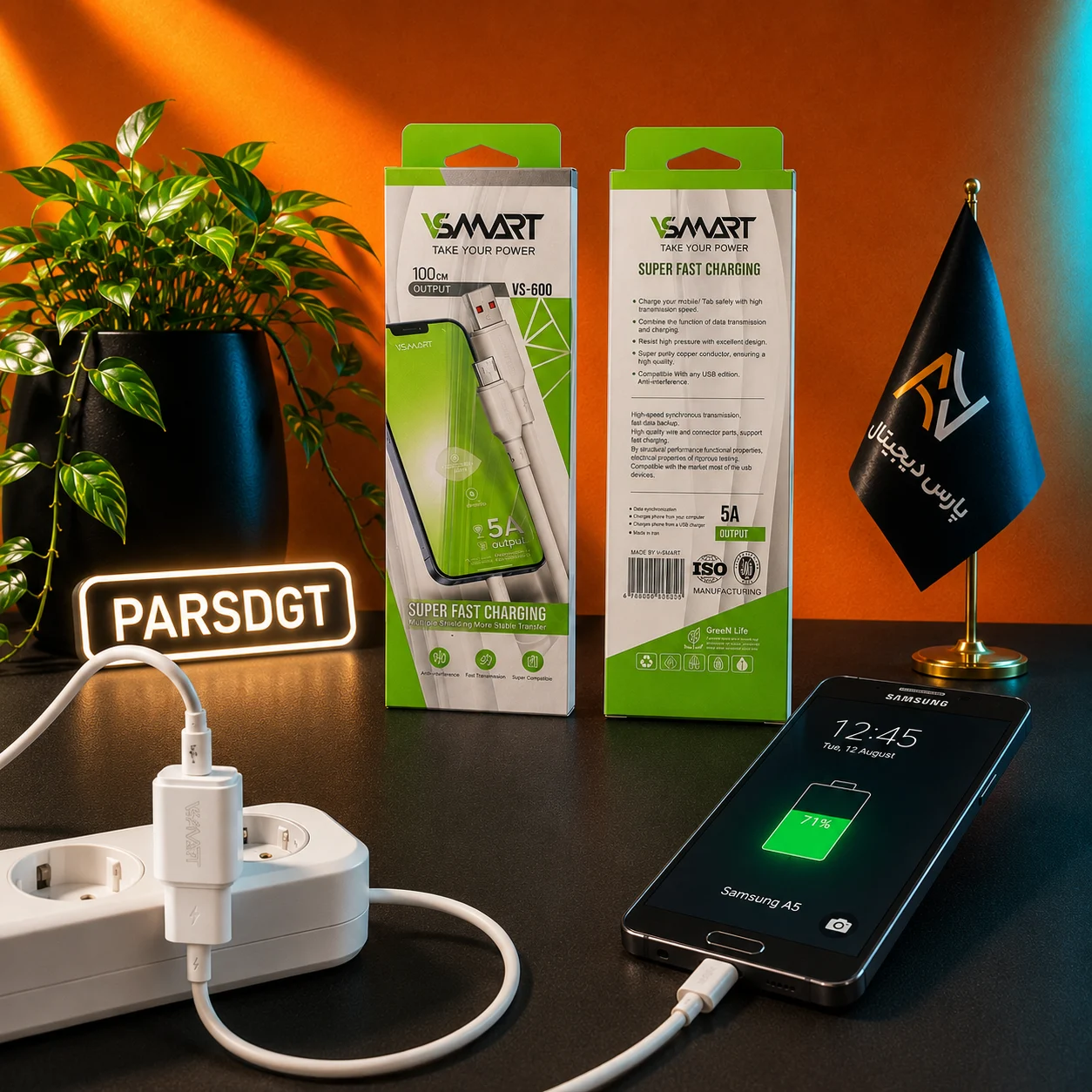 کابل شارژ و انتقال داده VSMART VS-600 Micro USB 5A فست شارژ - تصویر 4