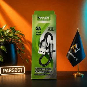 کابل شارژ کنفی و انتقال داده V-SMART مدل VS-63 Type-C فست شارژ 5 آمپر | طول 1 متر